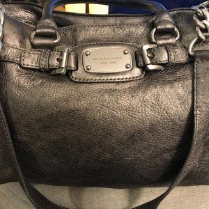 Michael Kors Silver Leather Tote with Chain Detail